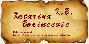 Katarina Borinčević vizit kartica
